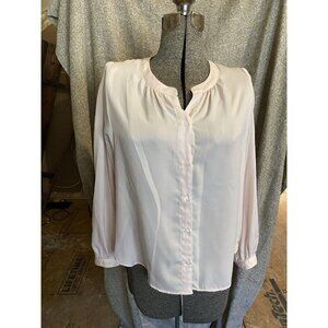 Xirena Sz Small Lightweight Pink Silky Button Up Shirt Mandarin Collar